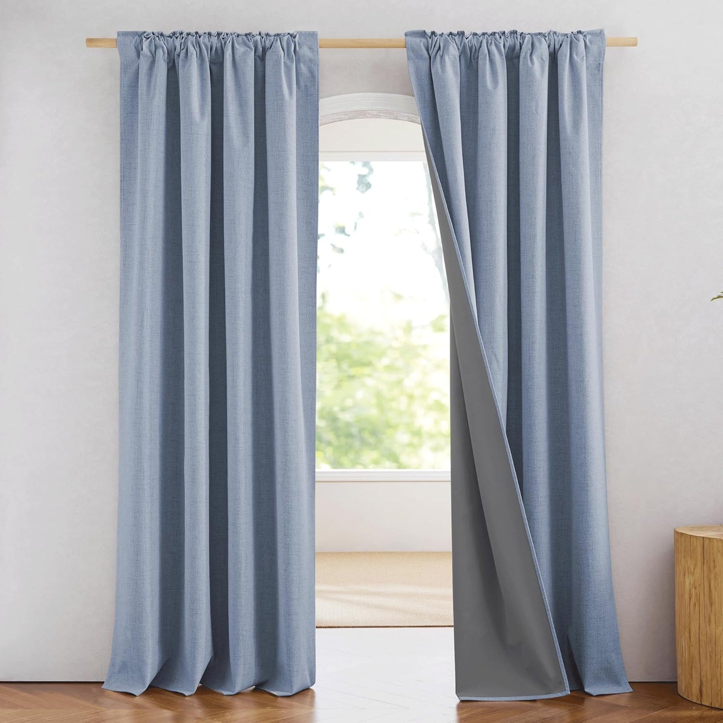 NICETOWN Full Blackout Linen Curtains for Large Windows