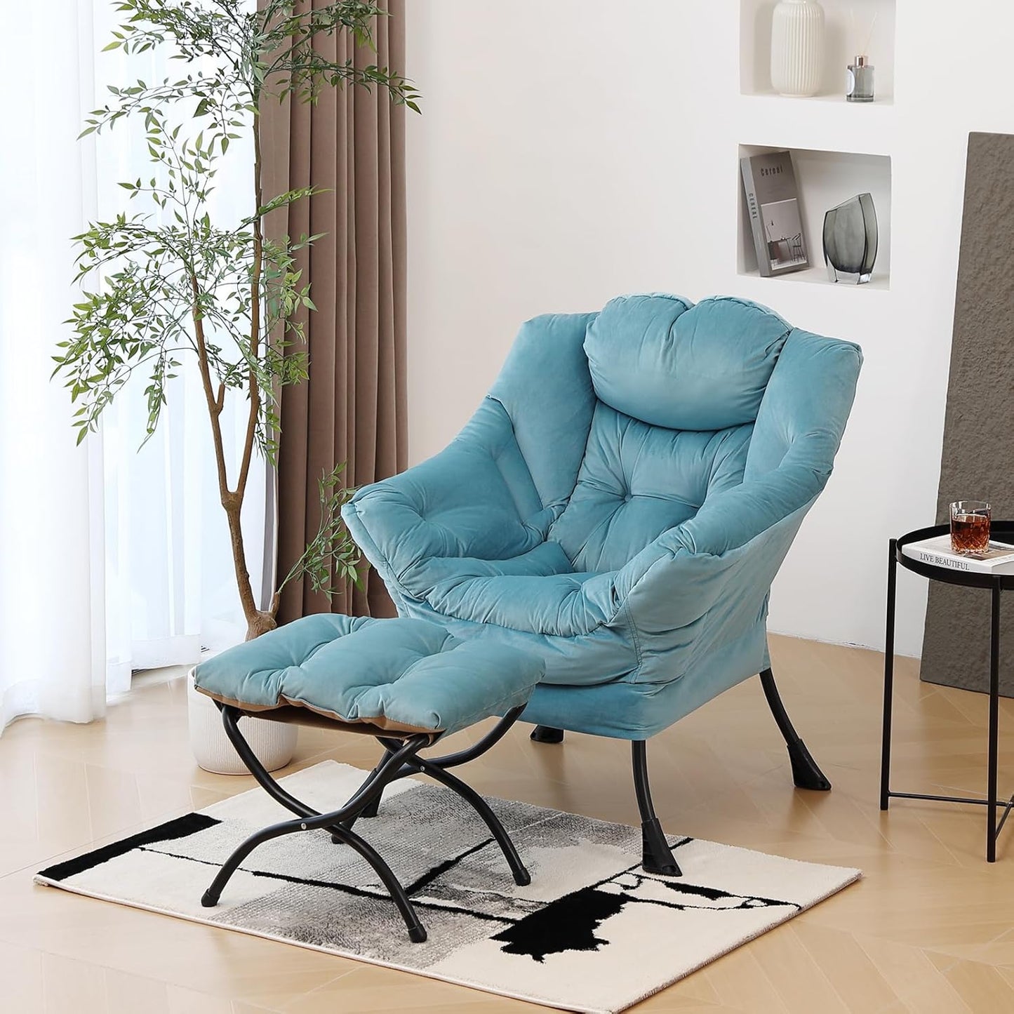 Lazy Chair with Ottoman: Modern Lounge Accent Chair for Comfort
