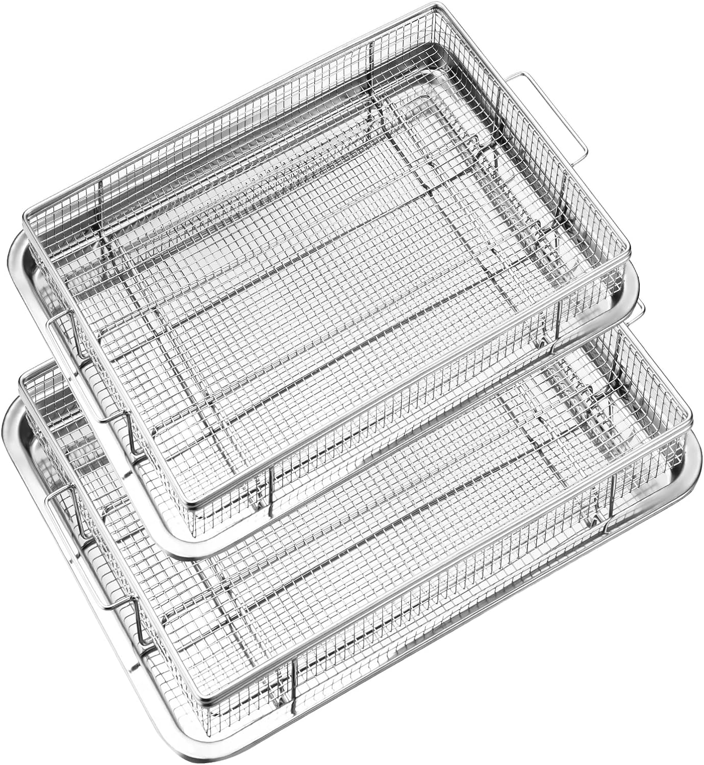 DONGULI 4PCS Stainless Steel Air Fryer Baskets: Ultimate Grilling & Baking Combo!