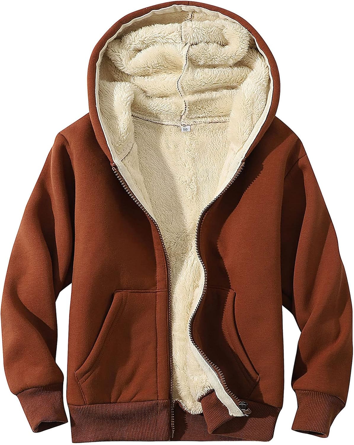 Gihuo Unisex Kids Winter Warm Sherpa Lined Zip Up Hoodie