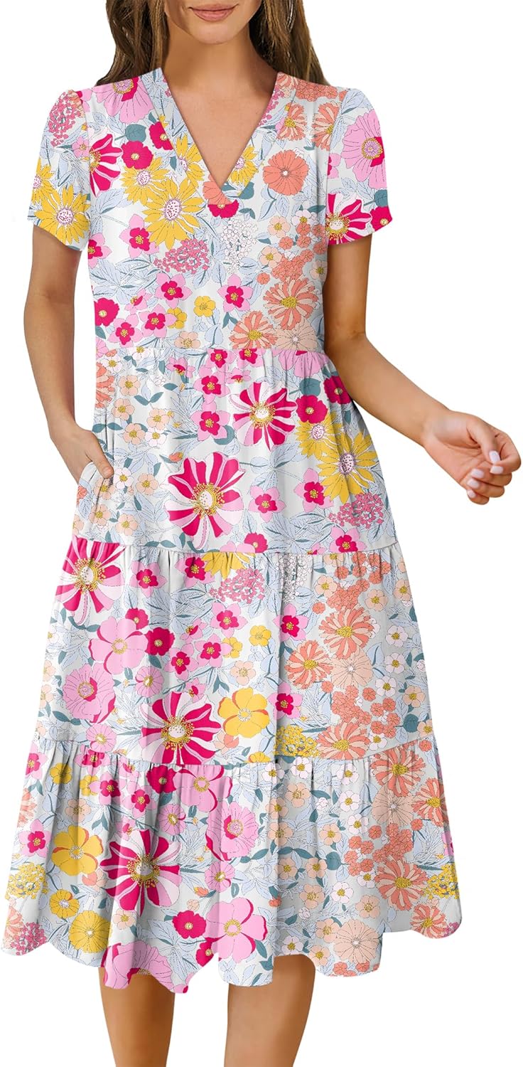 ANRABESS Women's Summer Casual V Neck Midi Dress for Every Occasion