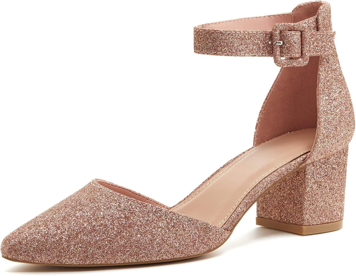 LAICIGO Women's Pointed Toe Pumps with Chunky Block Heel