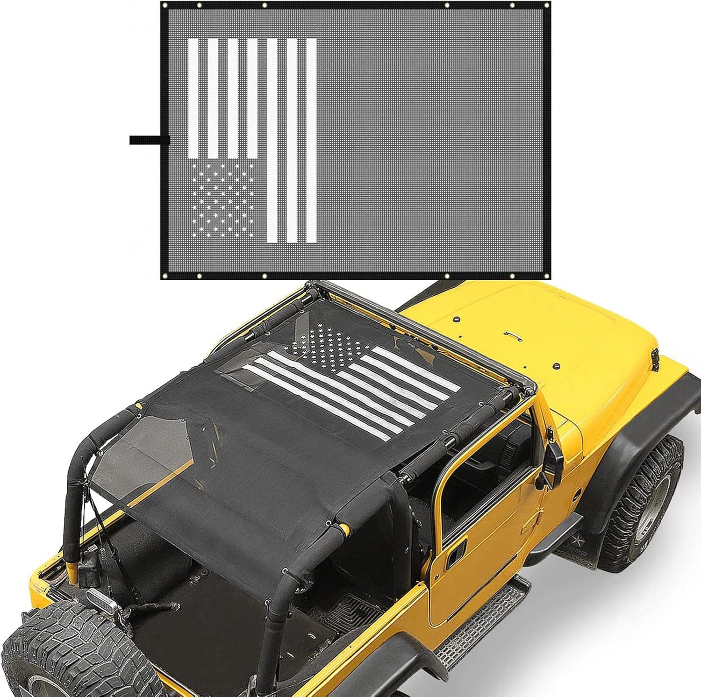 RT-TCZ Jeep TJ Sunshade Soft Top with American Flag Design