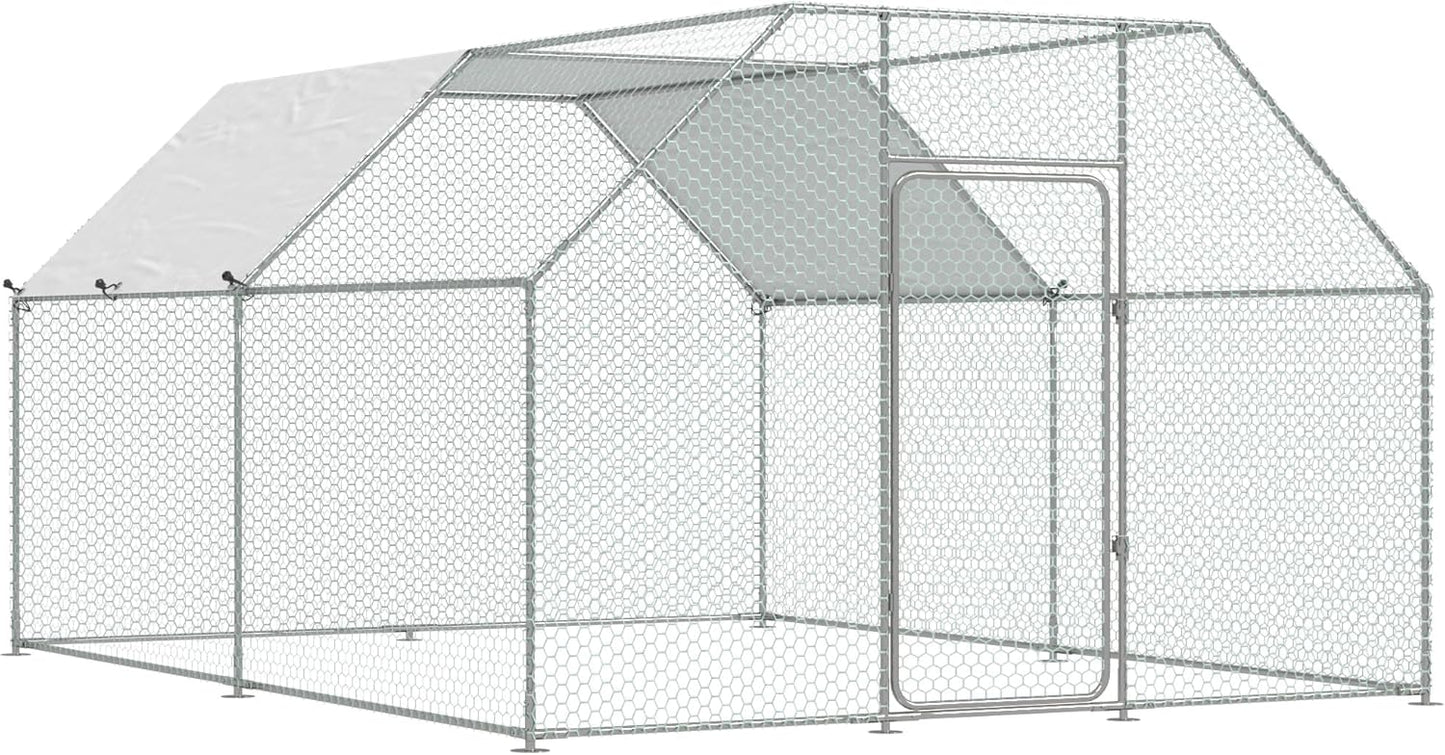 Esright Large Metal Chicken Coop Run for Yard with Cover