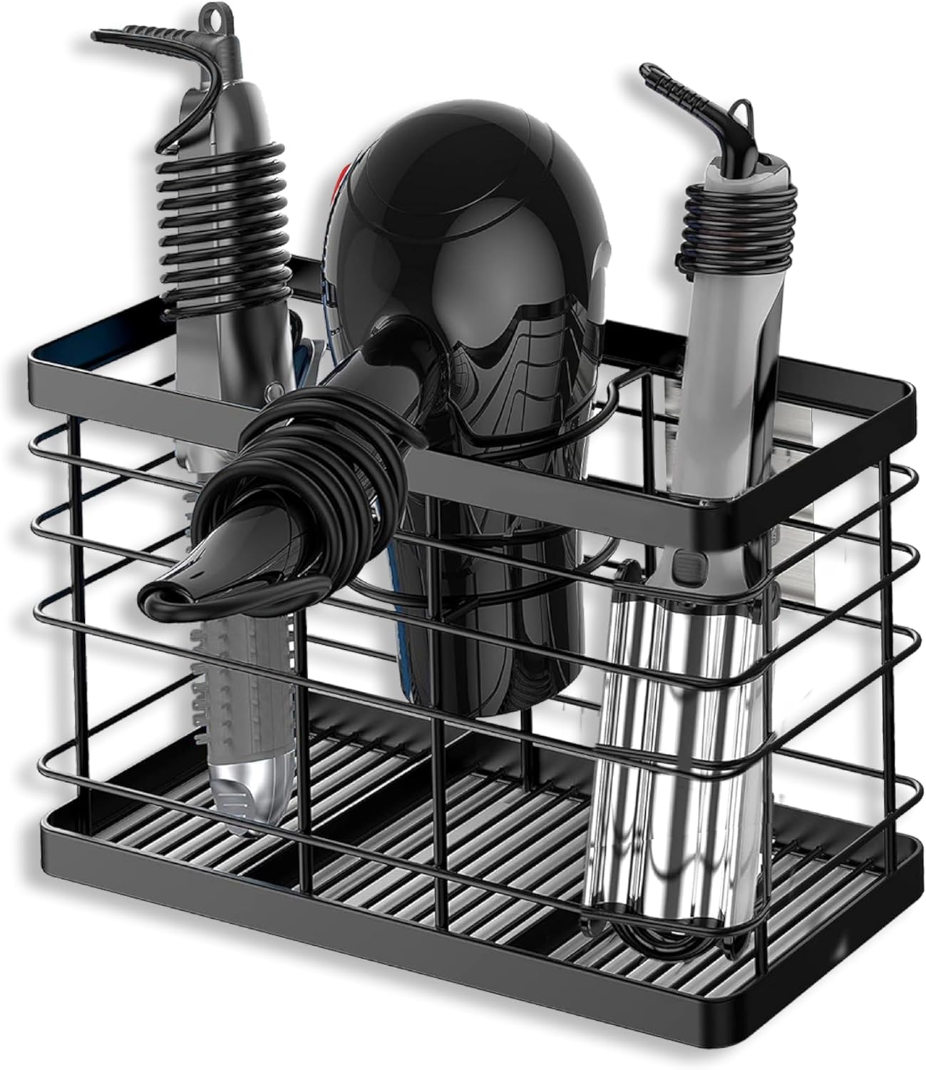 Wall-Mounted Hair Tool Organizer for Easy Bathroom Storage