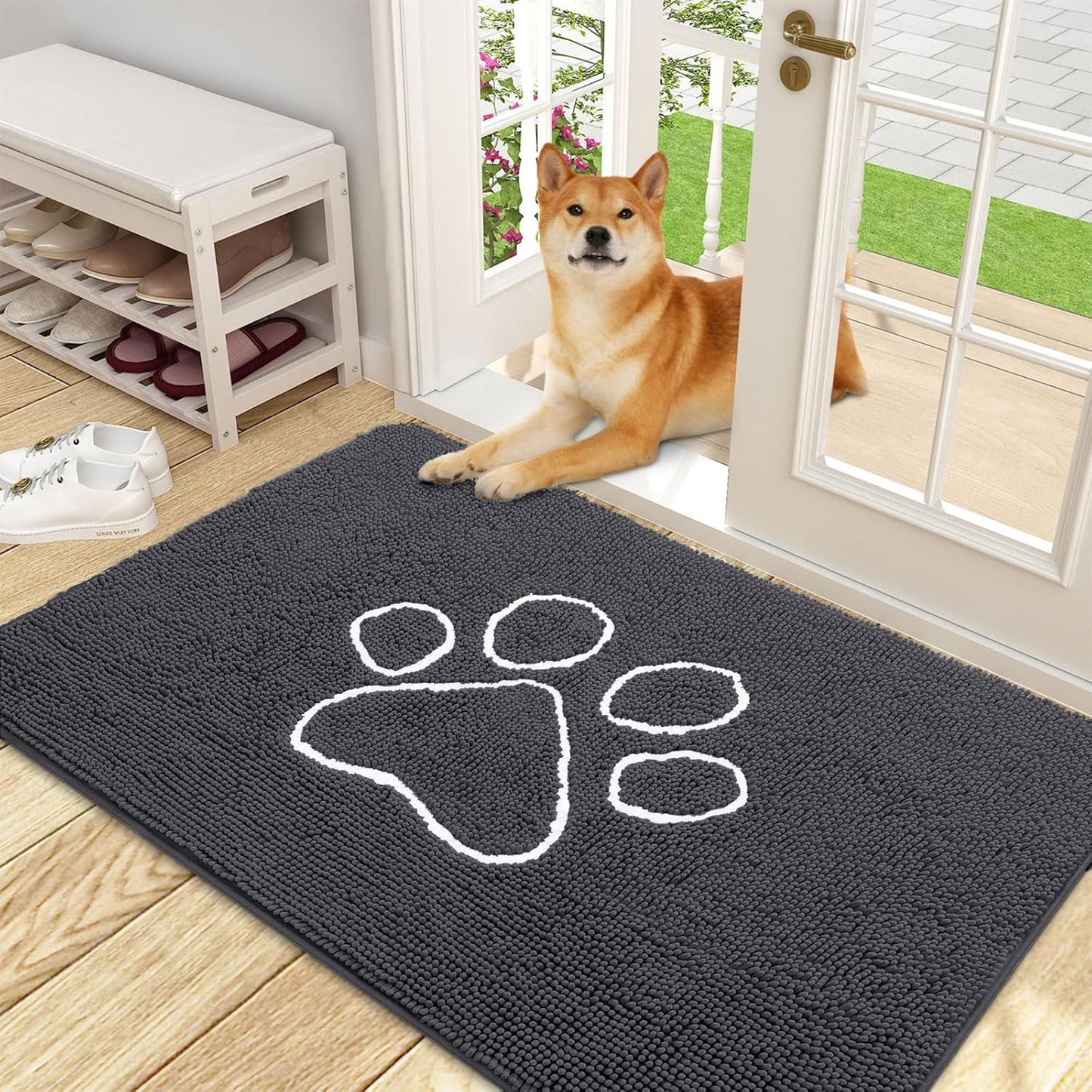 OLANLY Ultra Absorbent Chenille Dog Door Mat for Muddy Paws