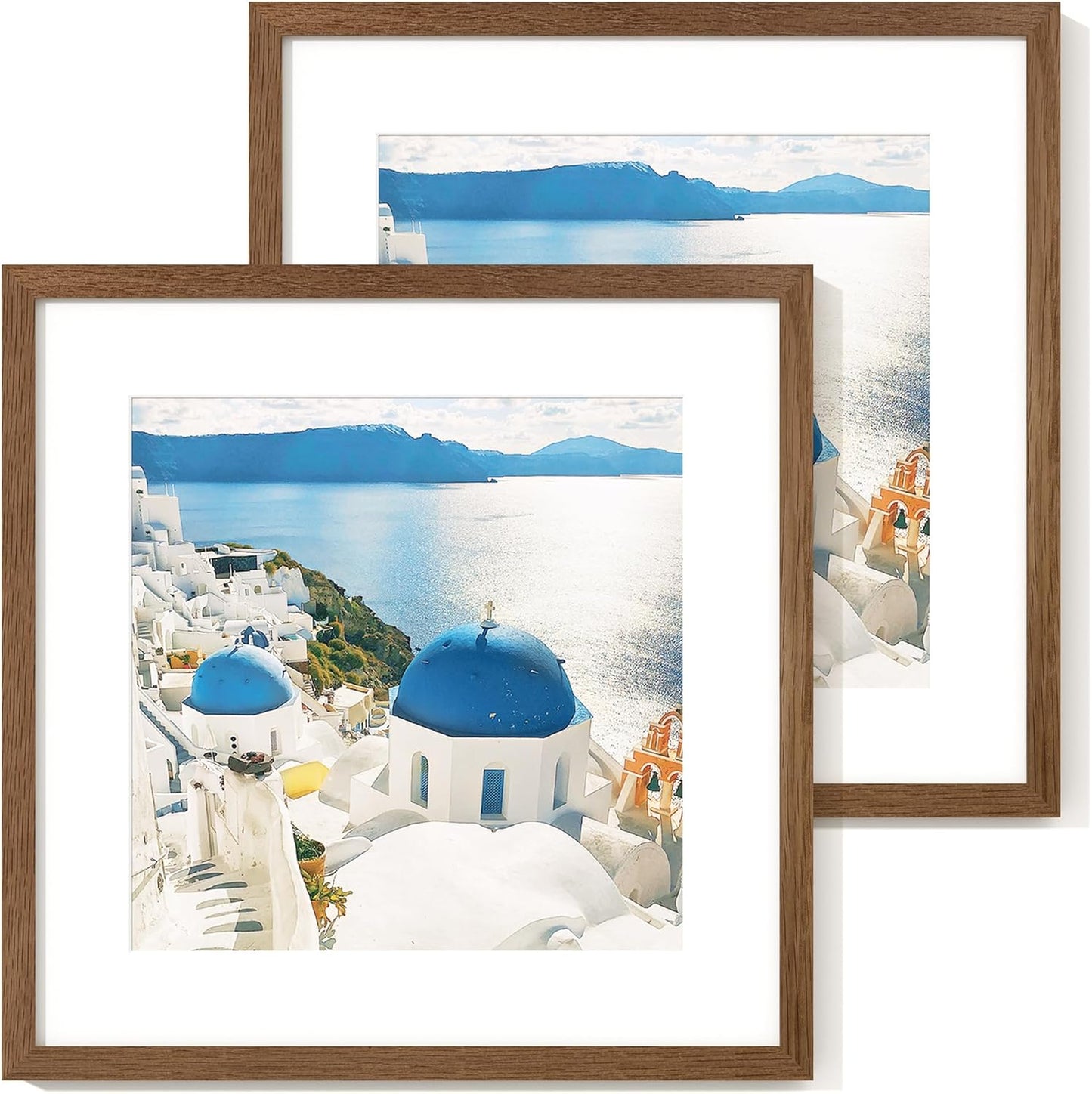 16x16 Solid Oak Wood Picture Frame Set of 2 for Art and Photos