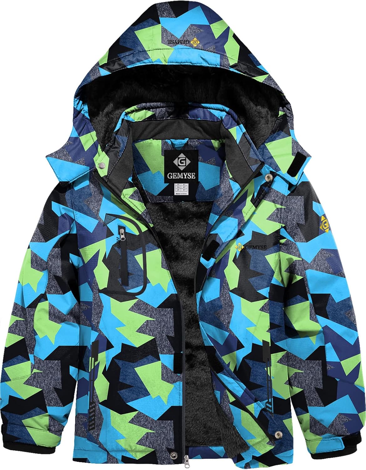 GEMYSE Boy's Waterproof Ski Snow Jacket for Winter Adventures