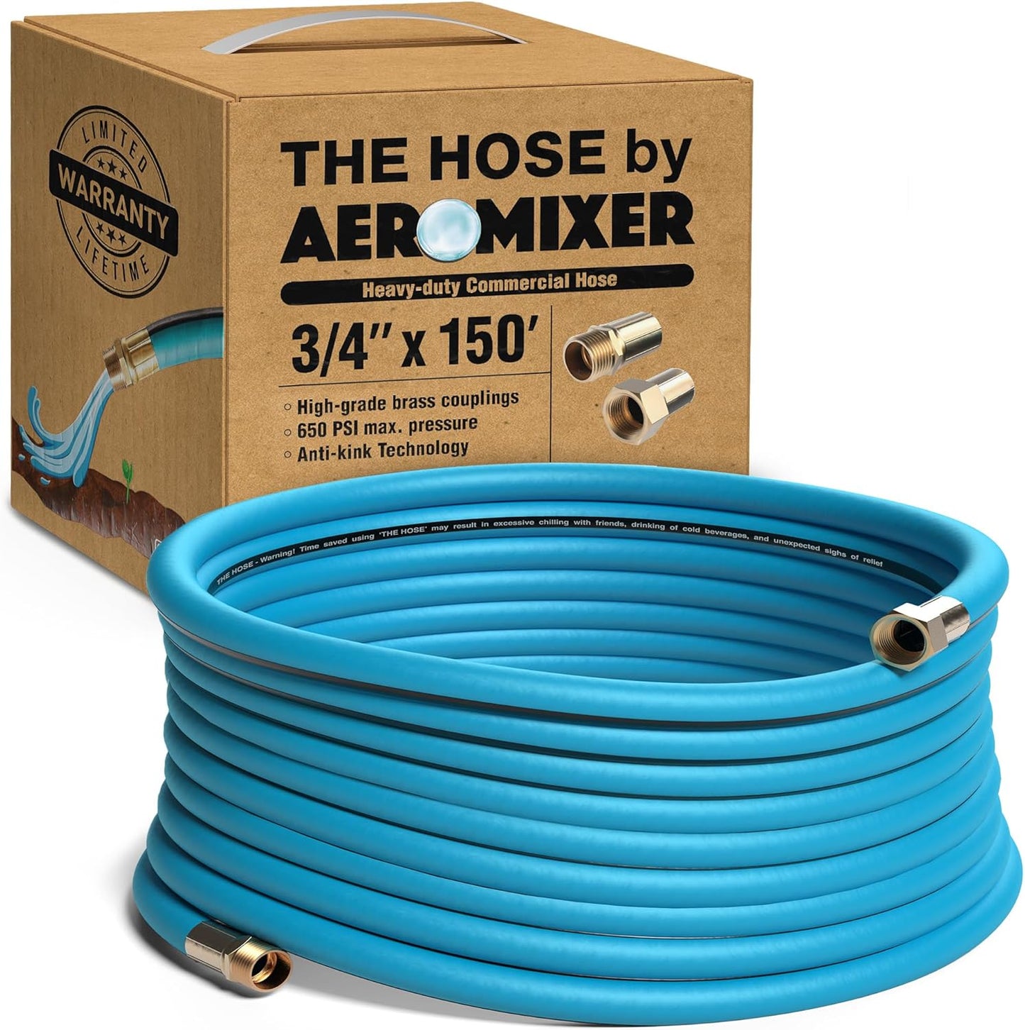Aeromixer 150 Ft Garden Hose - Heavy Duty Kinkless Watering Tool