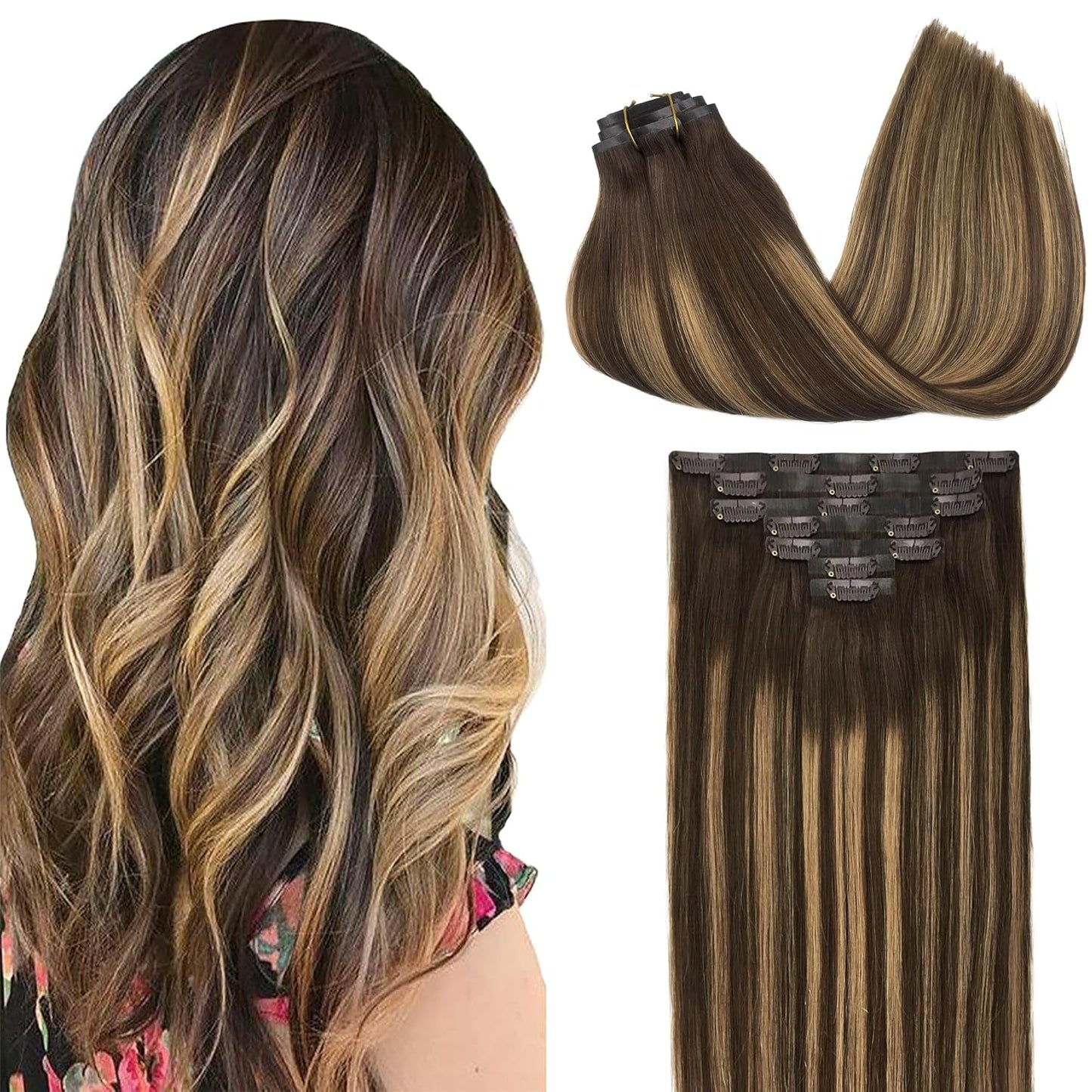 Clip in Hair Extensions Real Human Hair for Luxurious Style