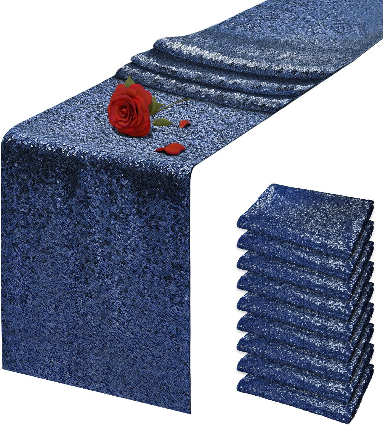 Navy Sequin Table Runner 12 x 72 inches for Events and Parties
