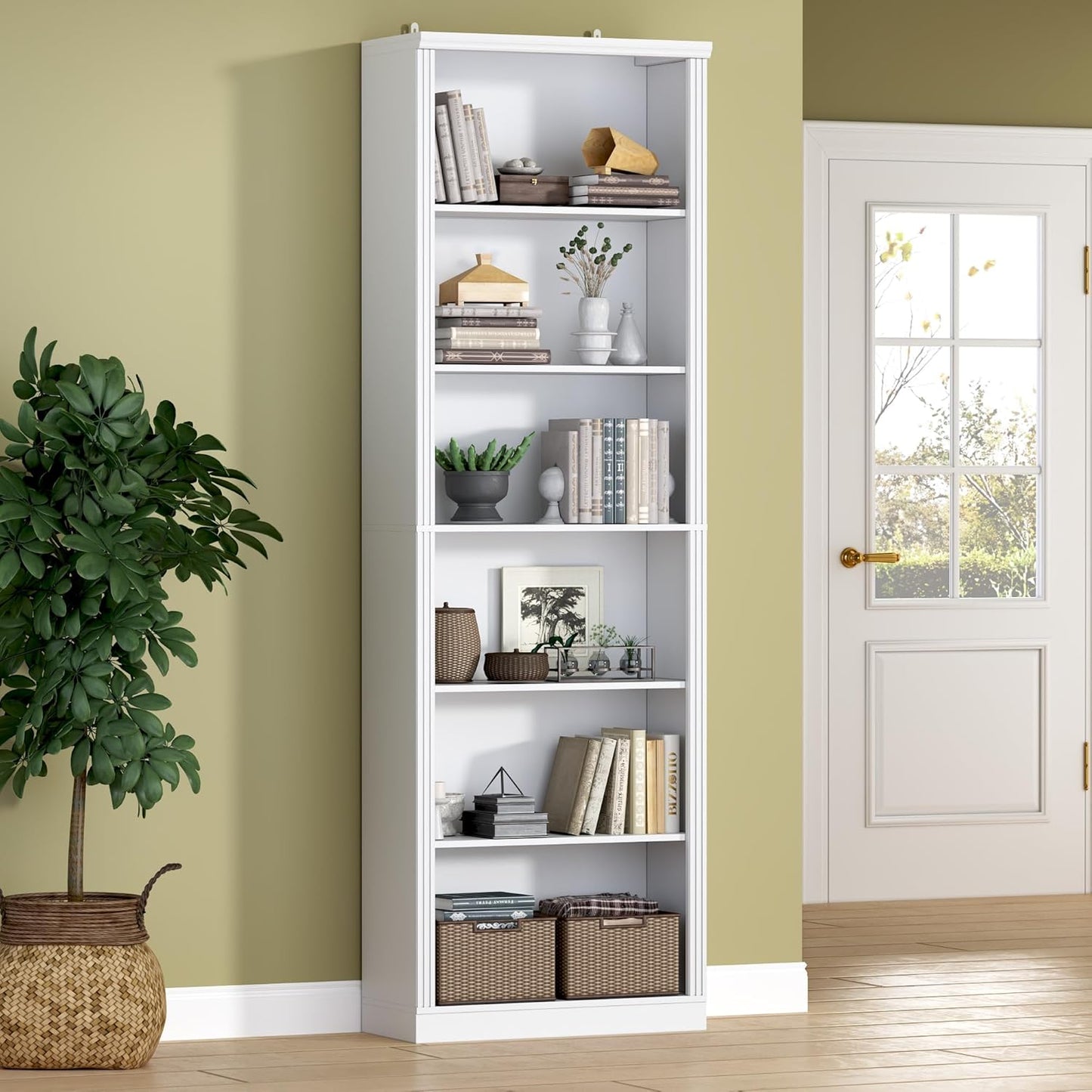 75in Tall Bookshelf with Adjustable Shelves for Modern Storage
