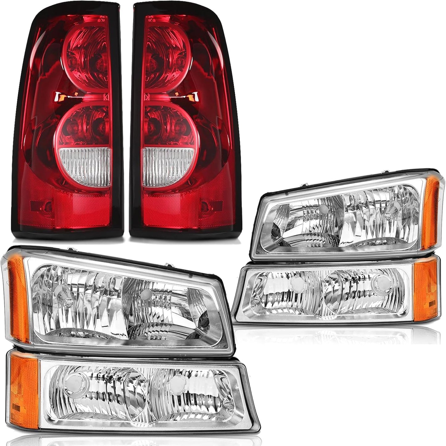 Headlights Tail Lights Assembly Combo for 2003-2006 Chevy Silverado