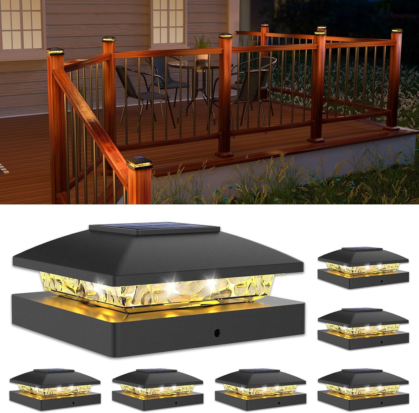 4x4 Solar Post Cap Light Set for Outdoor Wooden and Vinyl Posts