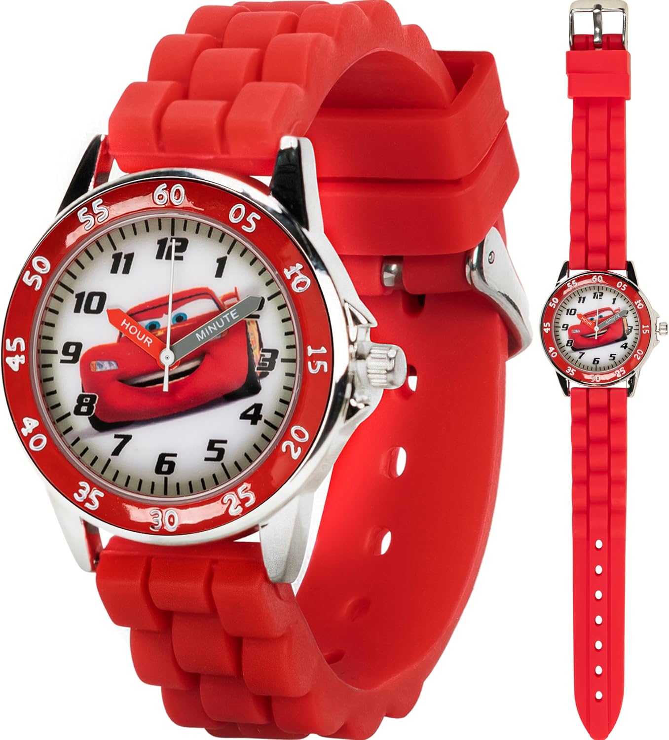 Disney Pixar Cars Lightning McQueen Kids' Teaching Watch - Easy Read Dial, Adjustable Fit - Accutime