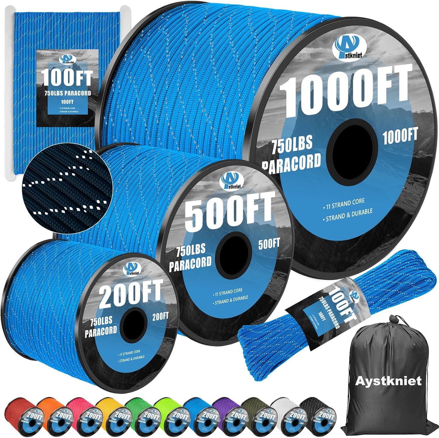 750Lb Reflective Paracord Rope for Camping and DIY Projects