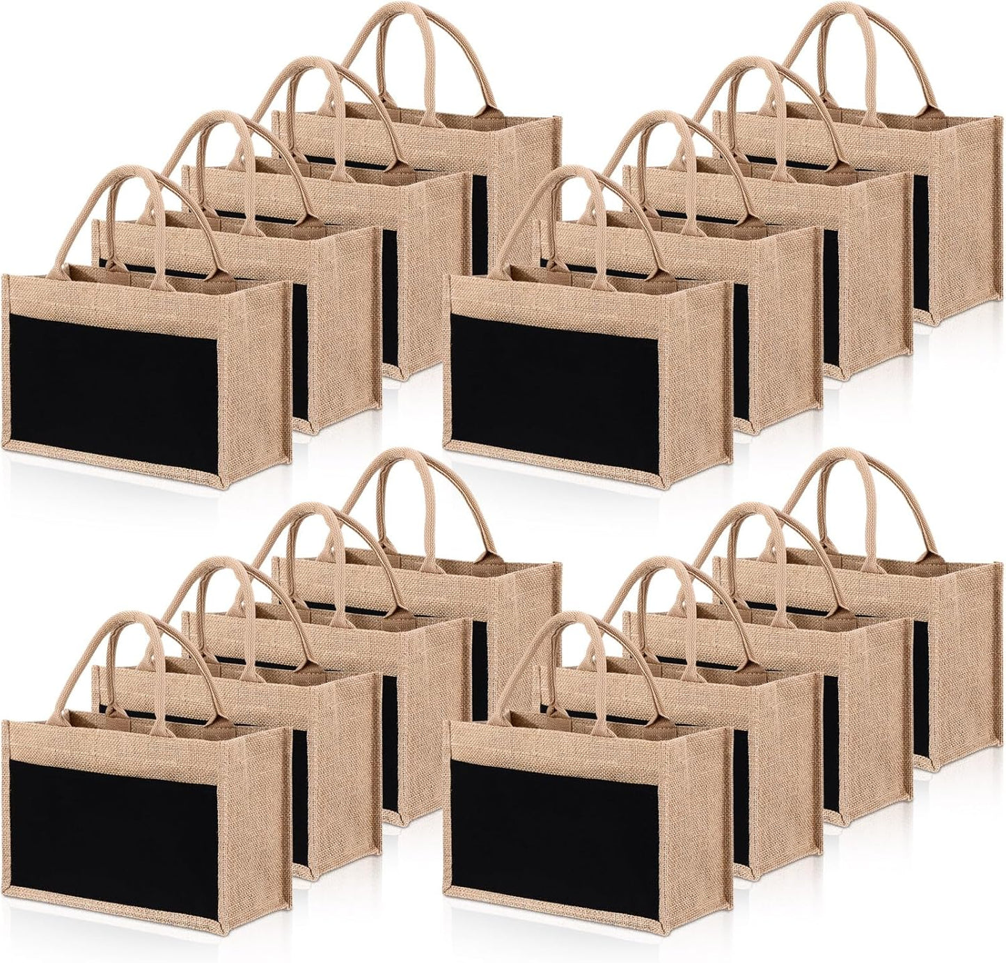 16 Pcs Jute Tote Bags for Weddings, Beach, and Daily Use