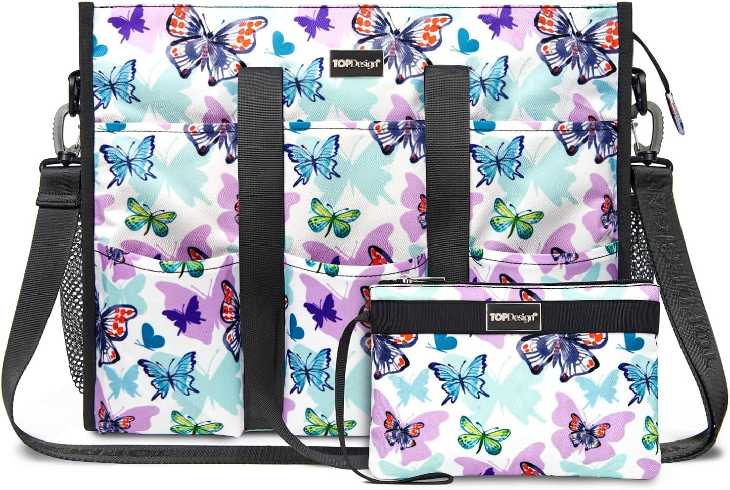 Utility Water Resistant Tote Bag with 22 Pockets for Women