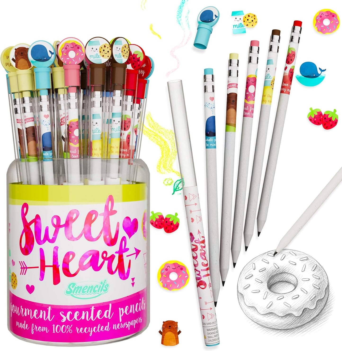 Sweetheart Smencils Cylinder - Scented Pencils for Kids Fun