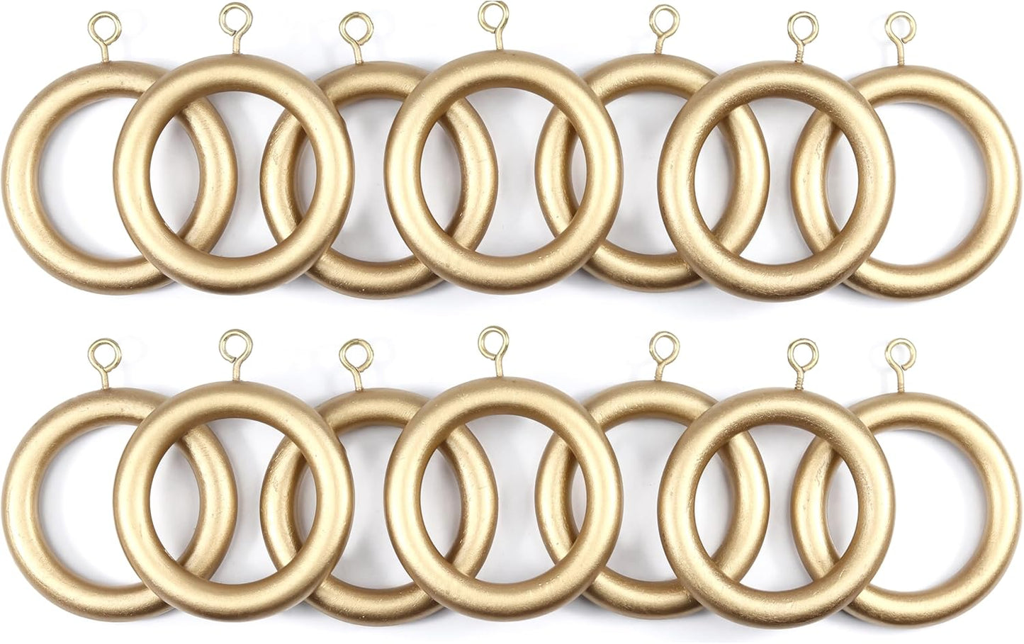 Golden Wooden Curtain Rings Set - Easy Rod Installation