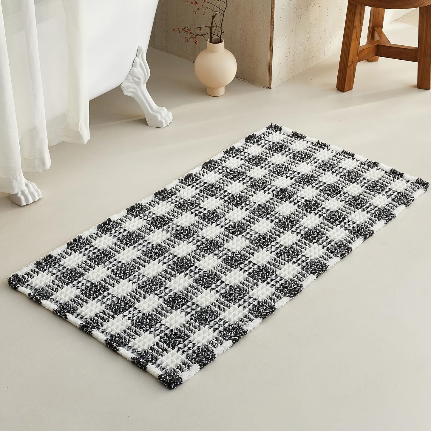 Waffle Bath Mat Non Slip Washable Absorbent Quick Dry Decor