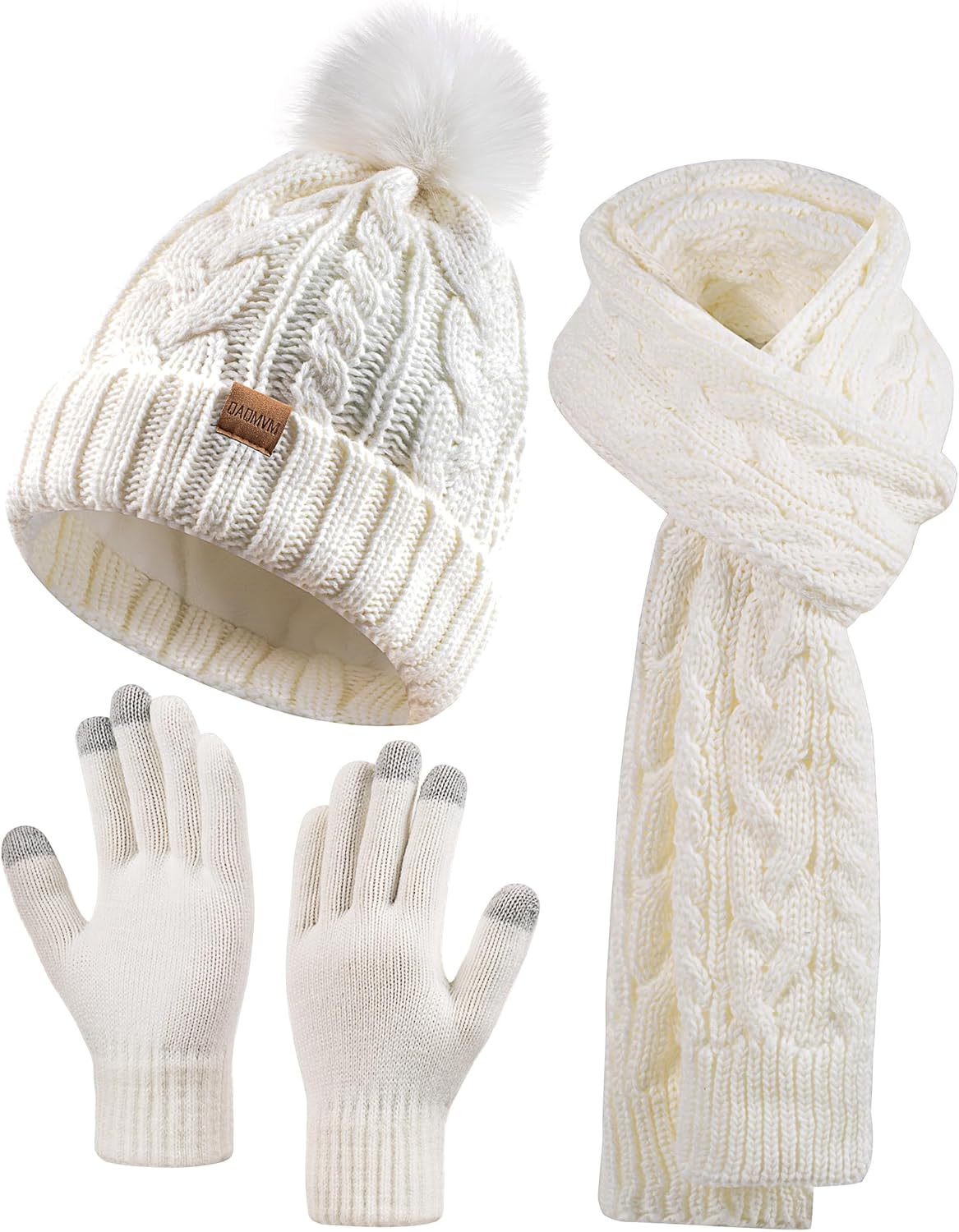 Pom Pom Beanie Scarf Gloves Set - Warm & Stylish!