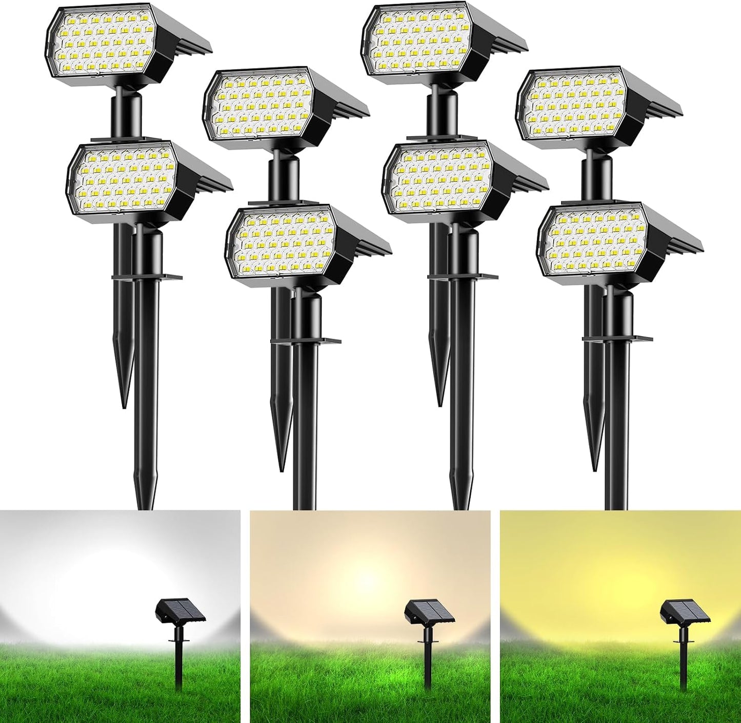 Solar Spot Lights Outdoor - 4 Pack 2-in-1 Landscape Lighting