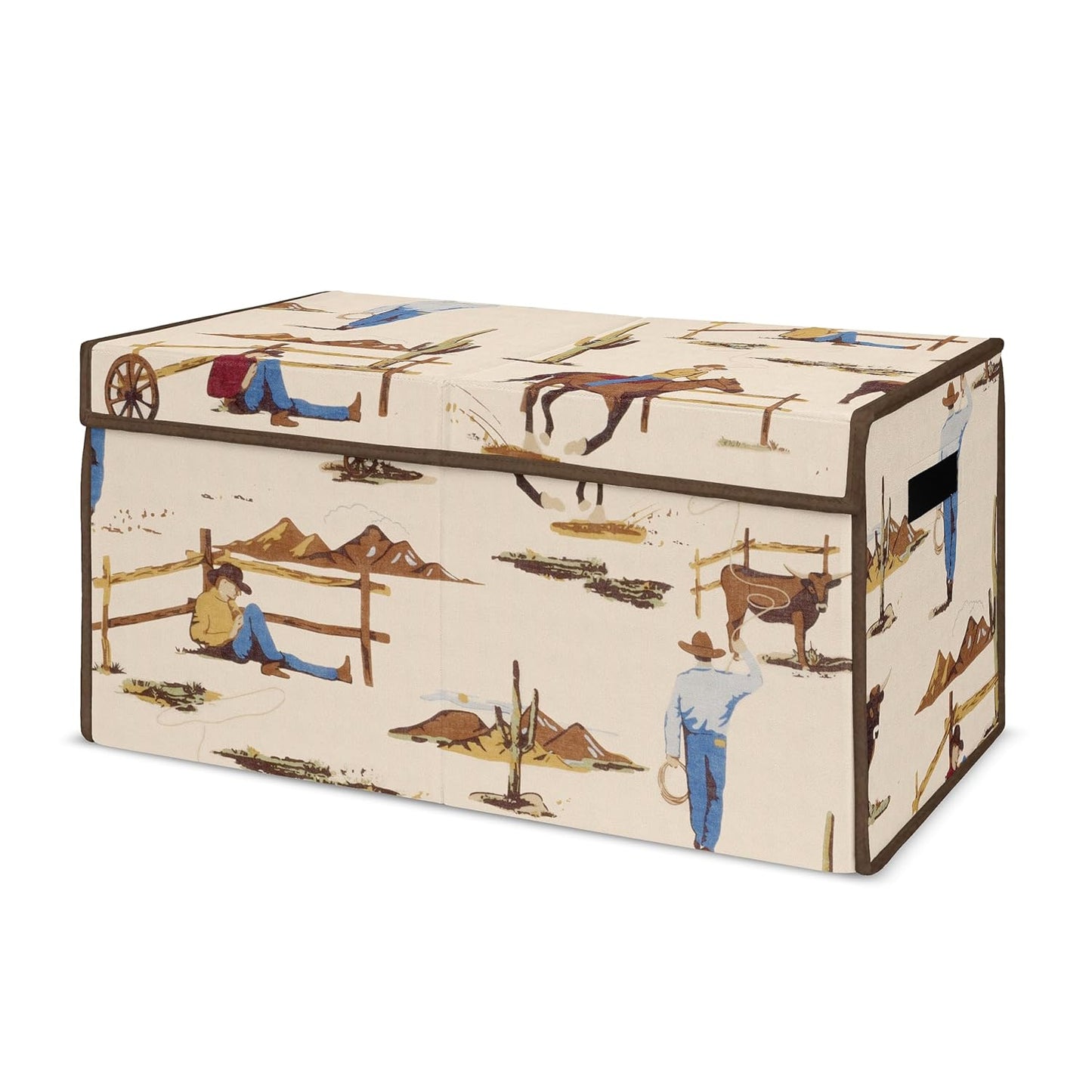 Cowboy Wild West Boy Small Fabric Toy Bin for Kids Room