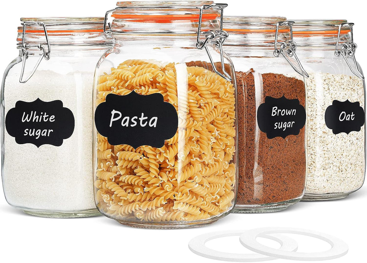 50 oz Glass Jars with Airtight Lids for Kitchen Storage Needs