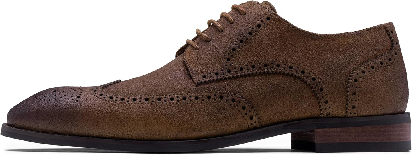 Jousen Men's Dress Shoes Leather Wingtip Oxford for Formal Events