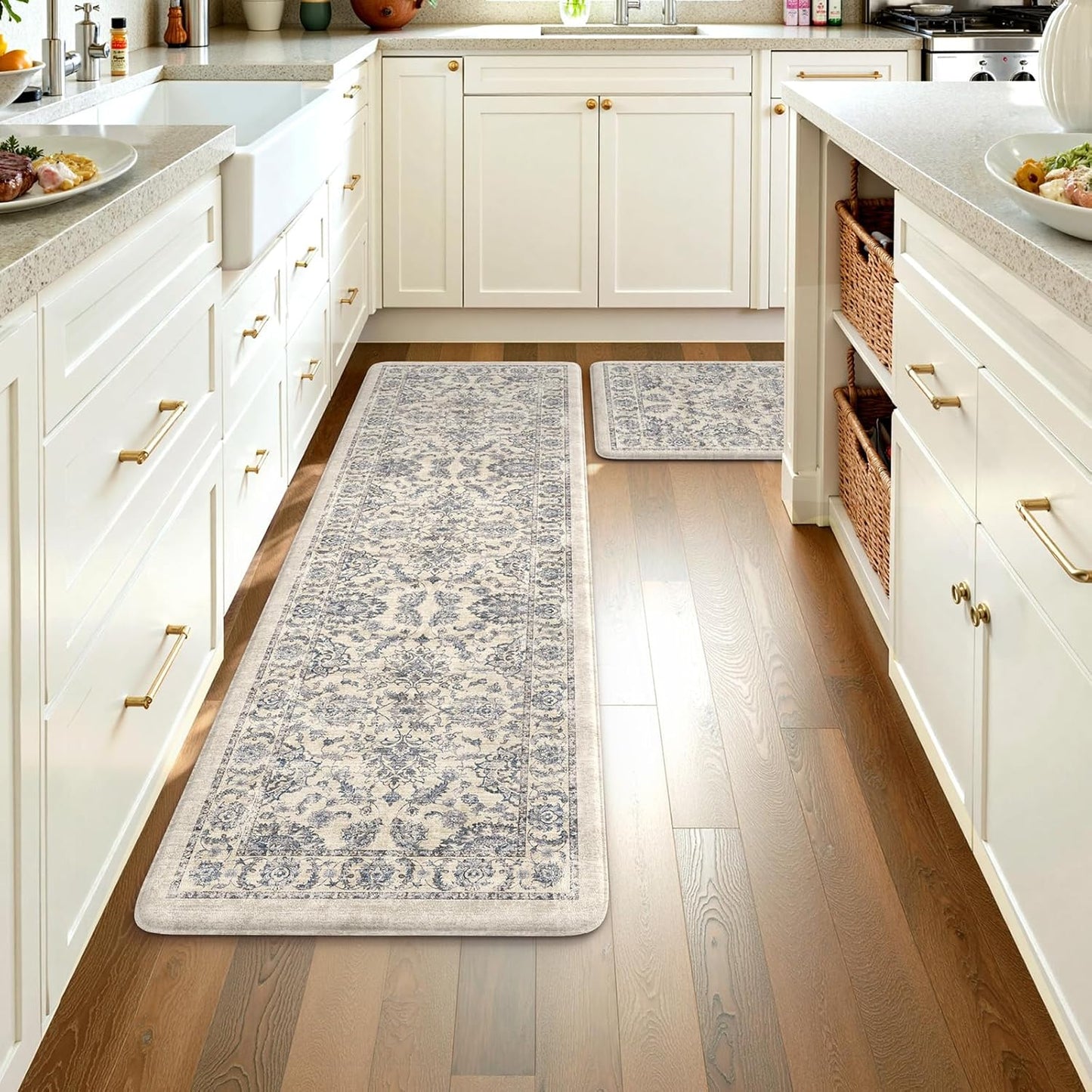 KIMODE Kitchen Floor Mats Cushioned Anti Fatigue Boho Floral Set