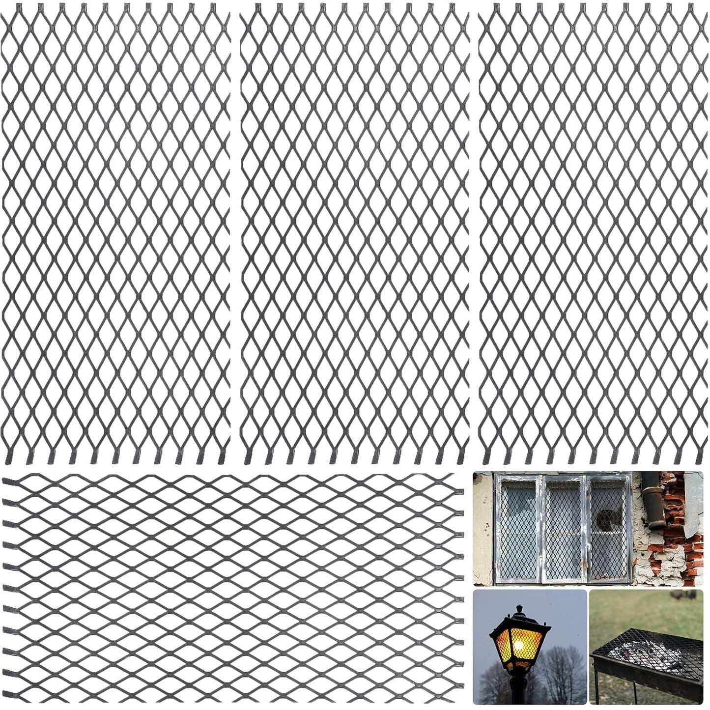 Gisafai 4-Piece Expanded Metal Steel Sheet Mesh for Versatile Use