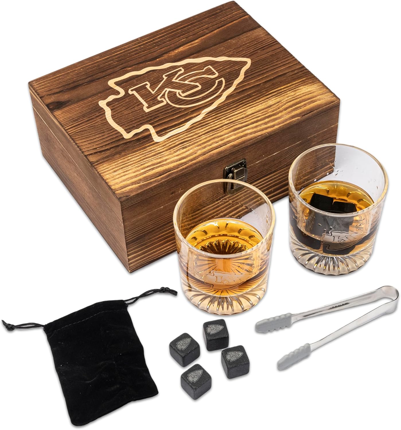NFL Wood Boxed Drinkware Set for Kansas City Chiefs Fans