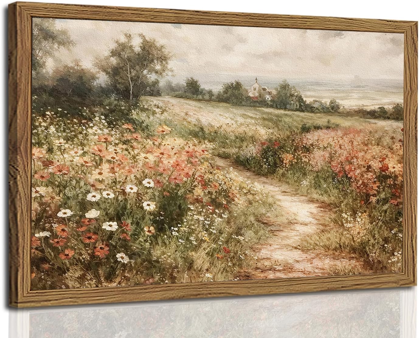 Framed 3D Textured Vintage Landscape Wall Art for Home Decor