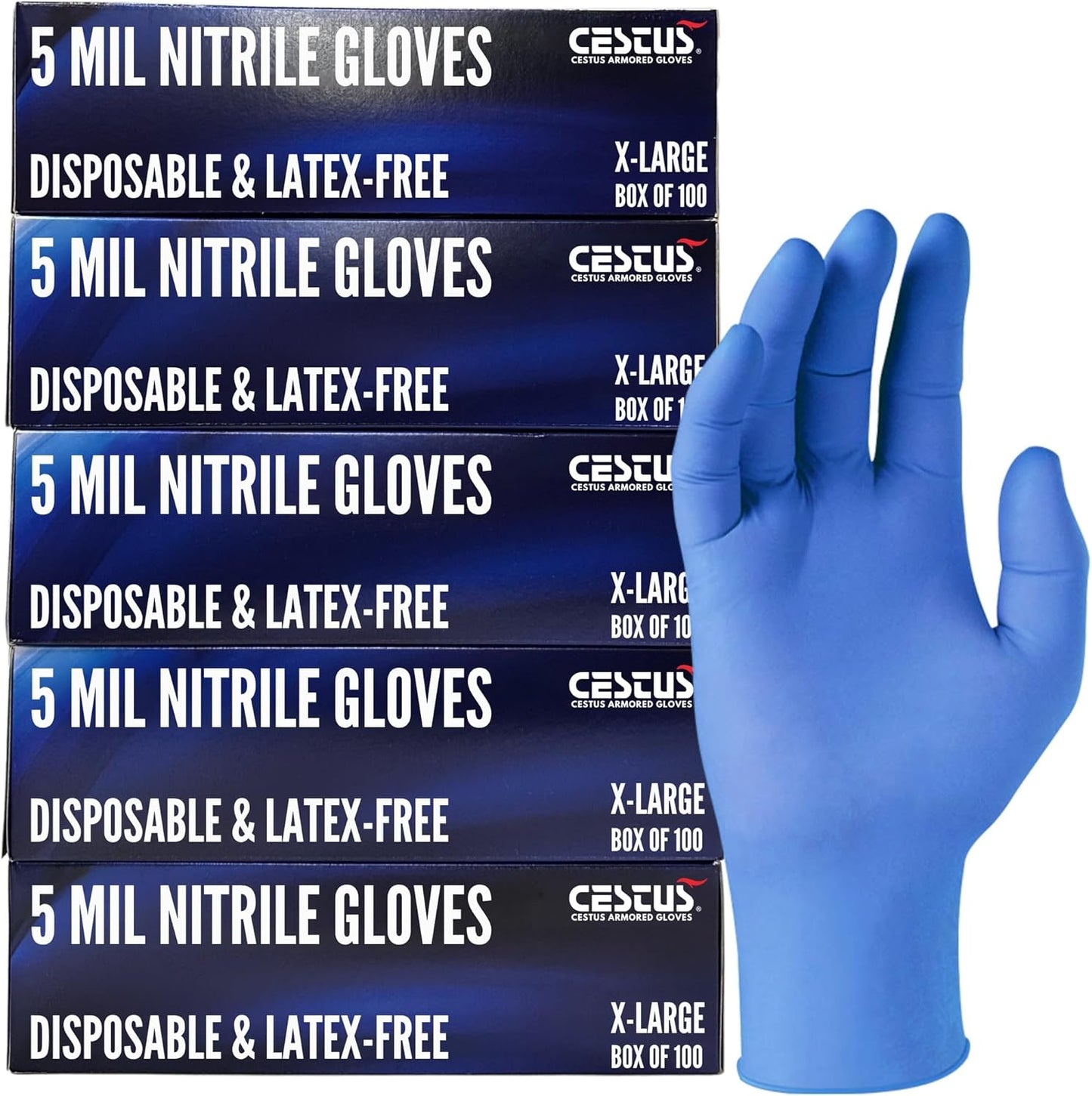 Cestus 5 Mil Nitrile Gloves - Disposable, Chemical Resistant