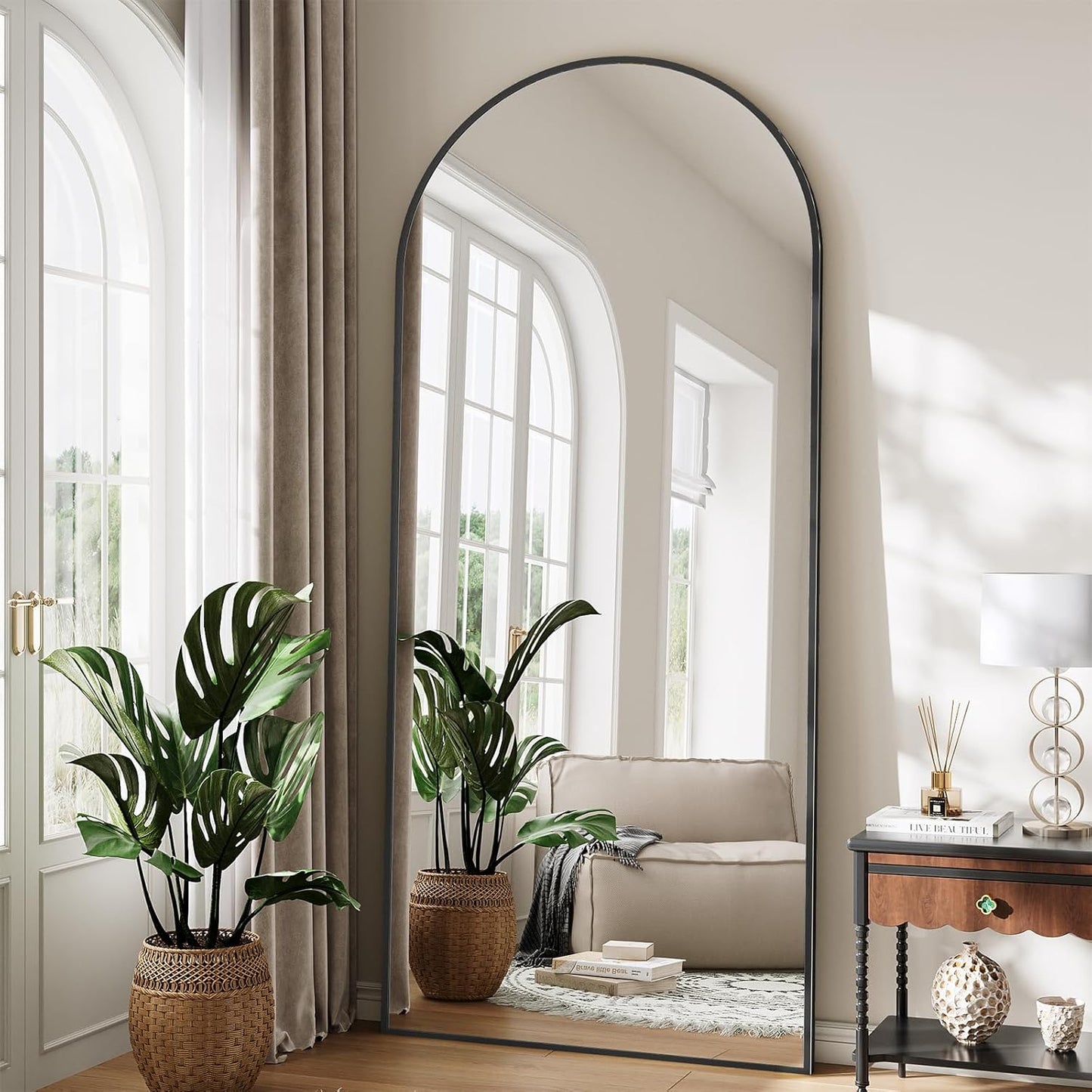 Oversized Arched Floor Full Length Mirror for Any Room Decor
