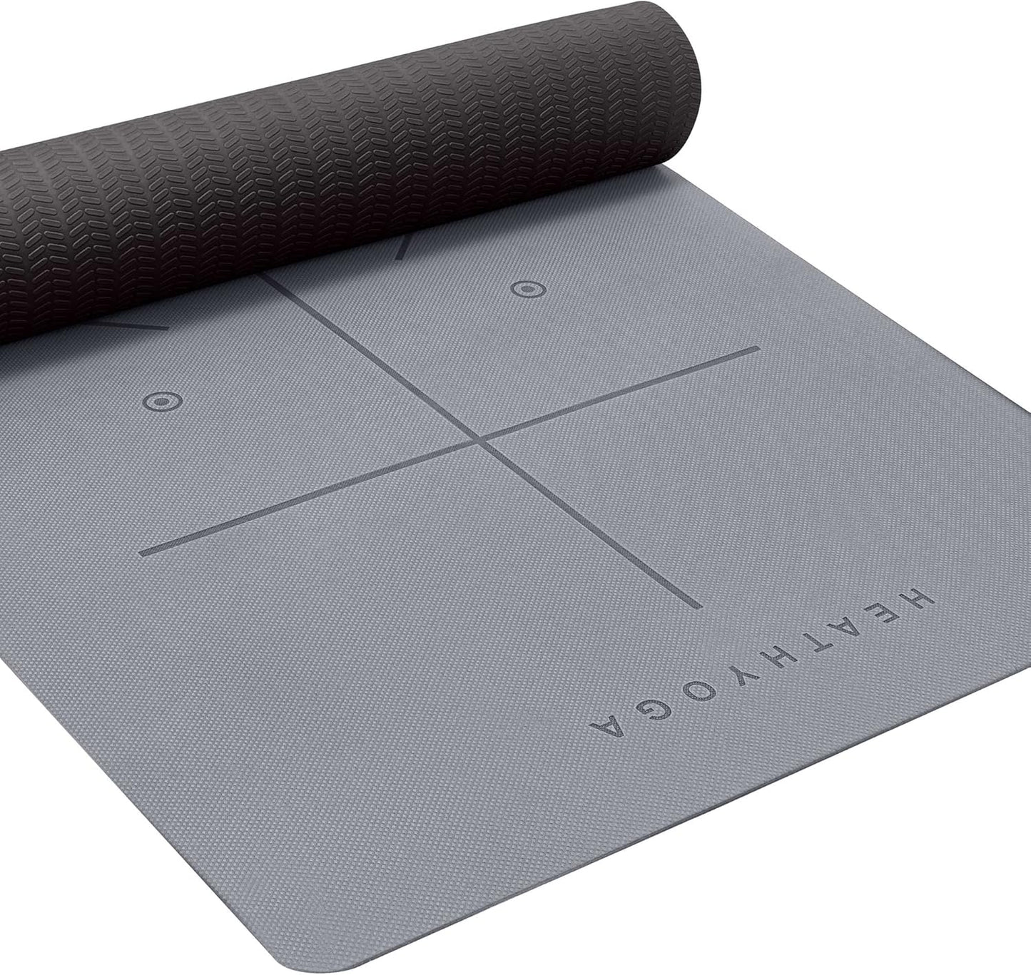 Non Slip Yoga Mat for Perfect Alignment, Eco-Friendly TPE, Optimal Cushioning - Heathyoga