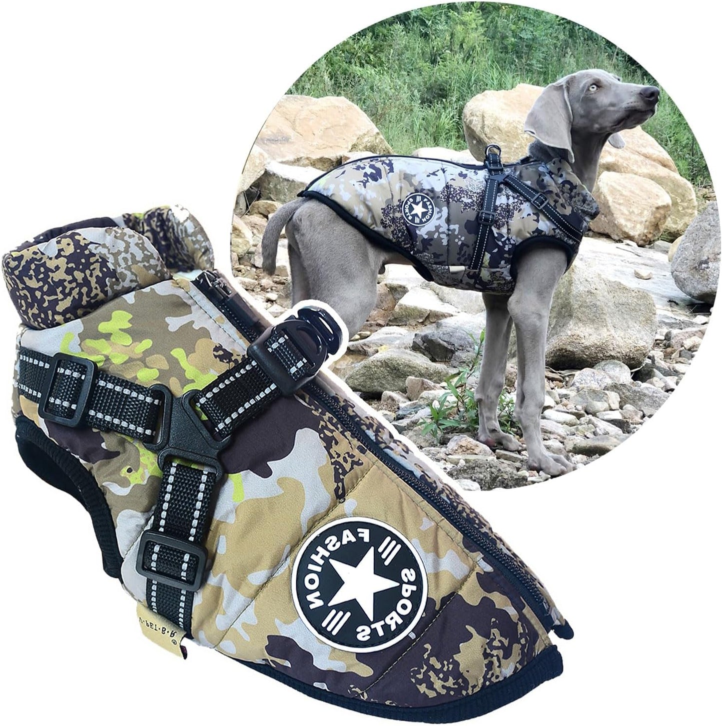 2 in 1 Large Dog Jacket with Harness for Outdoor Adventures