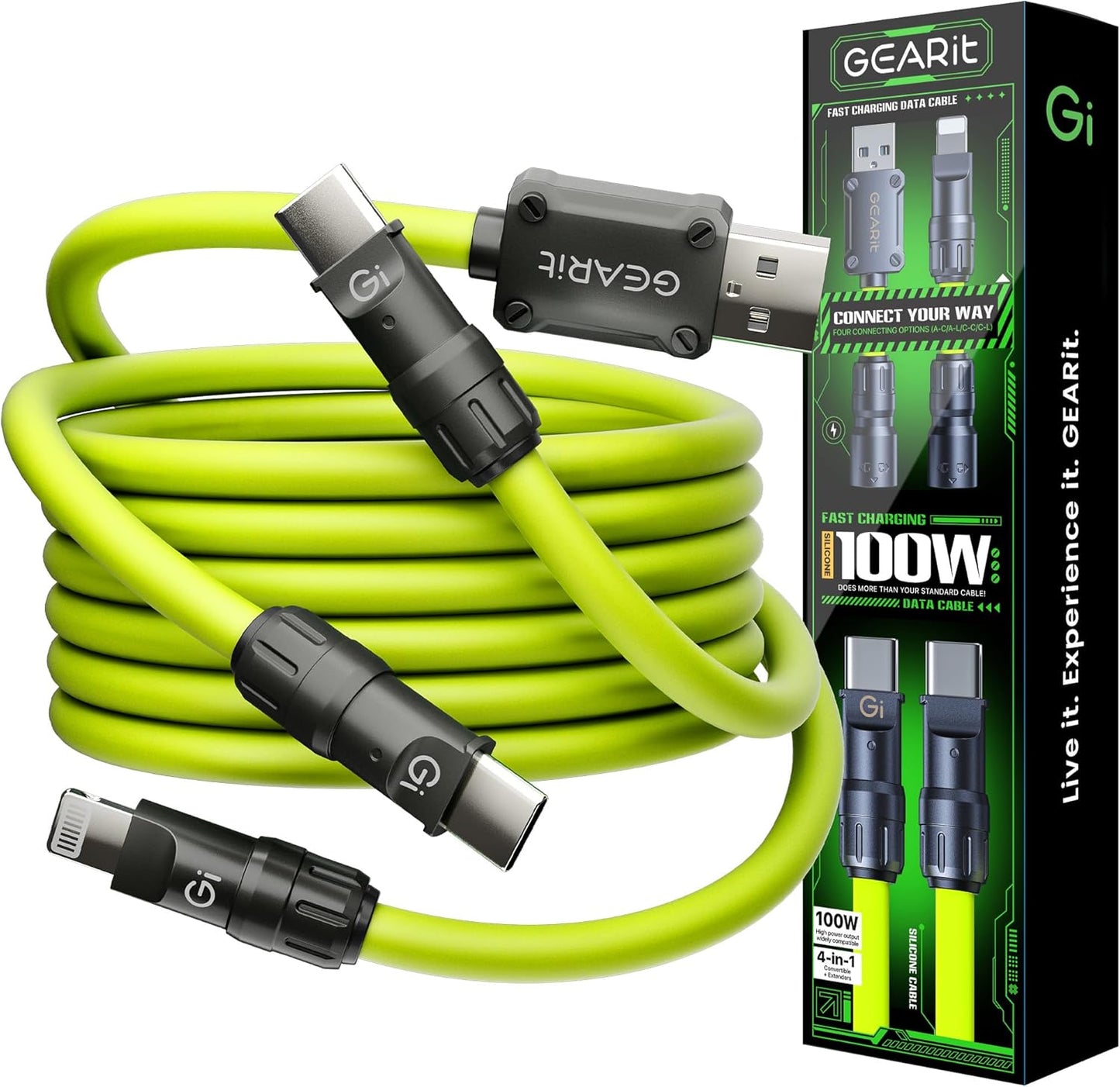 GEARit 100W 4-in-1 Charging Cable - Fast Charge All Devices