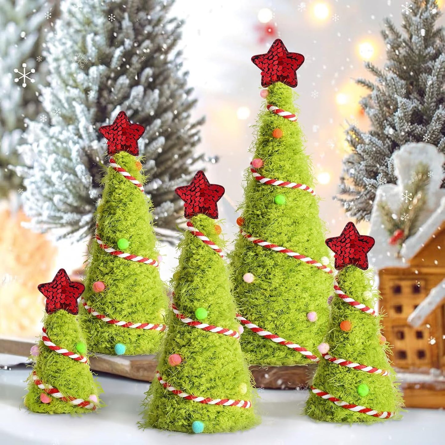 Lime Green Furry Christmas Cone Tree for Festive Decor
