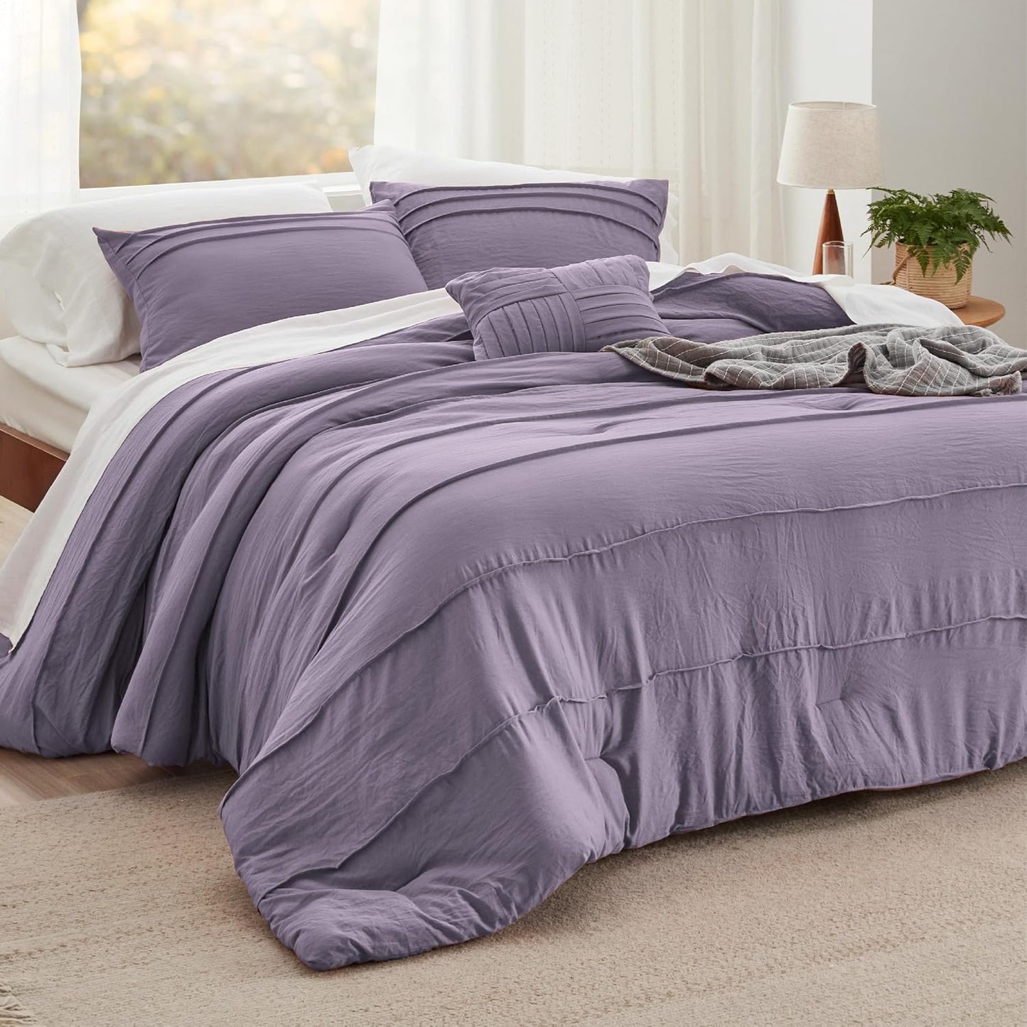 California King Comforter Set - Elegant Purple Boho Bedding
