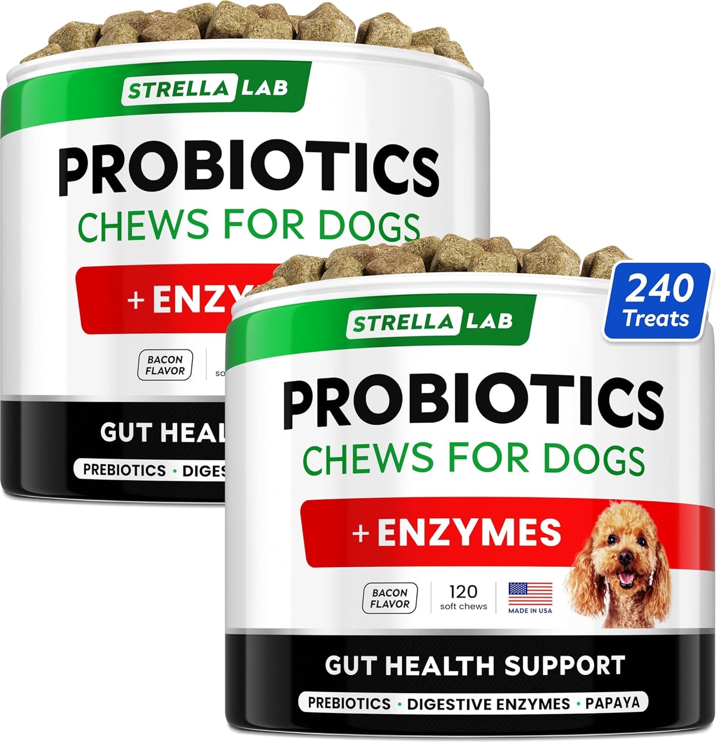 StrellaLab Dog Probiotics Treats for Picky Eaters Relief