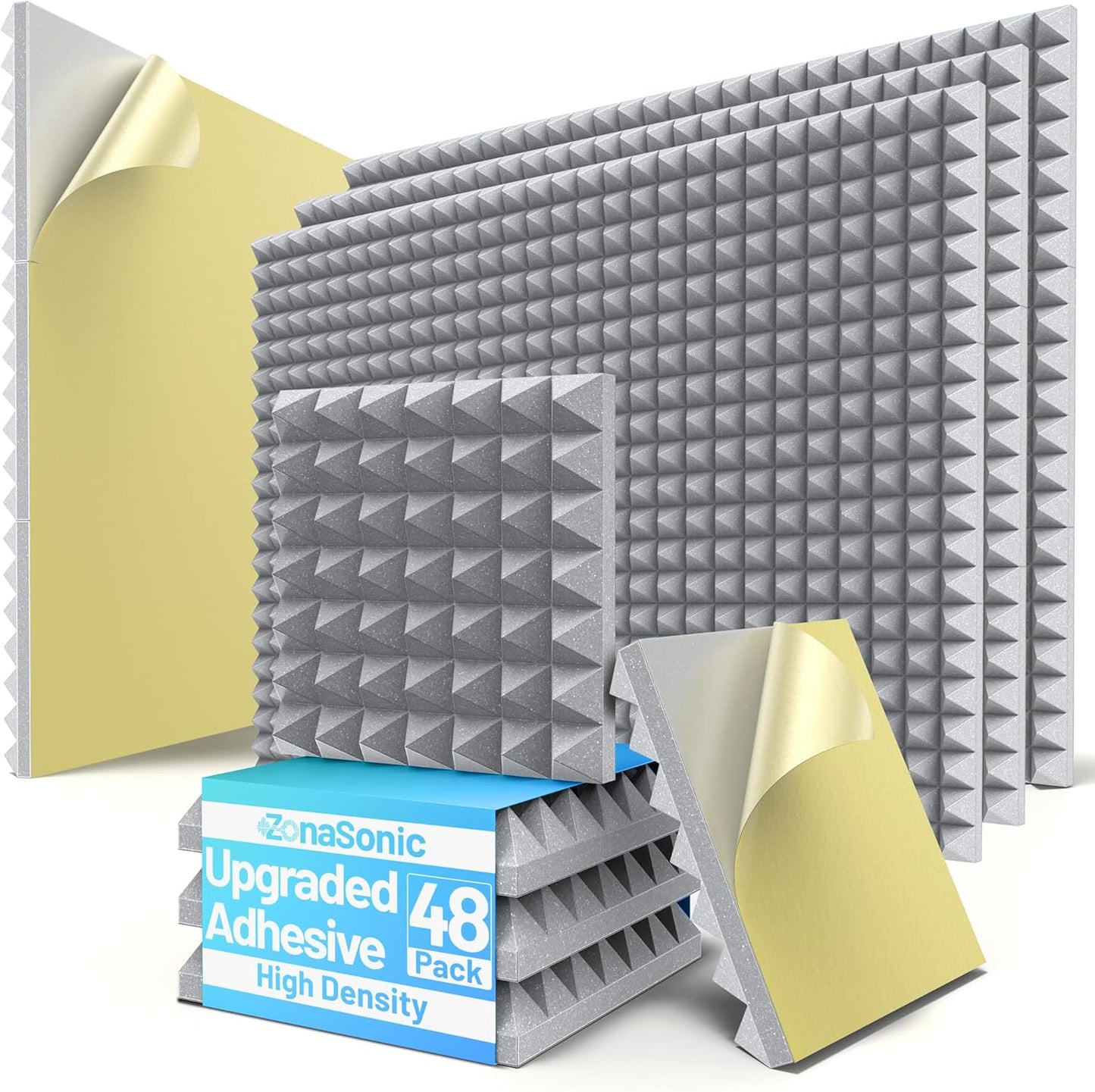 48 Pack Pyramid Sound Proof Foam Panels for Effective Noise Reduction