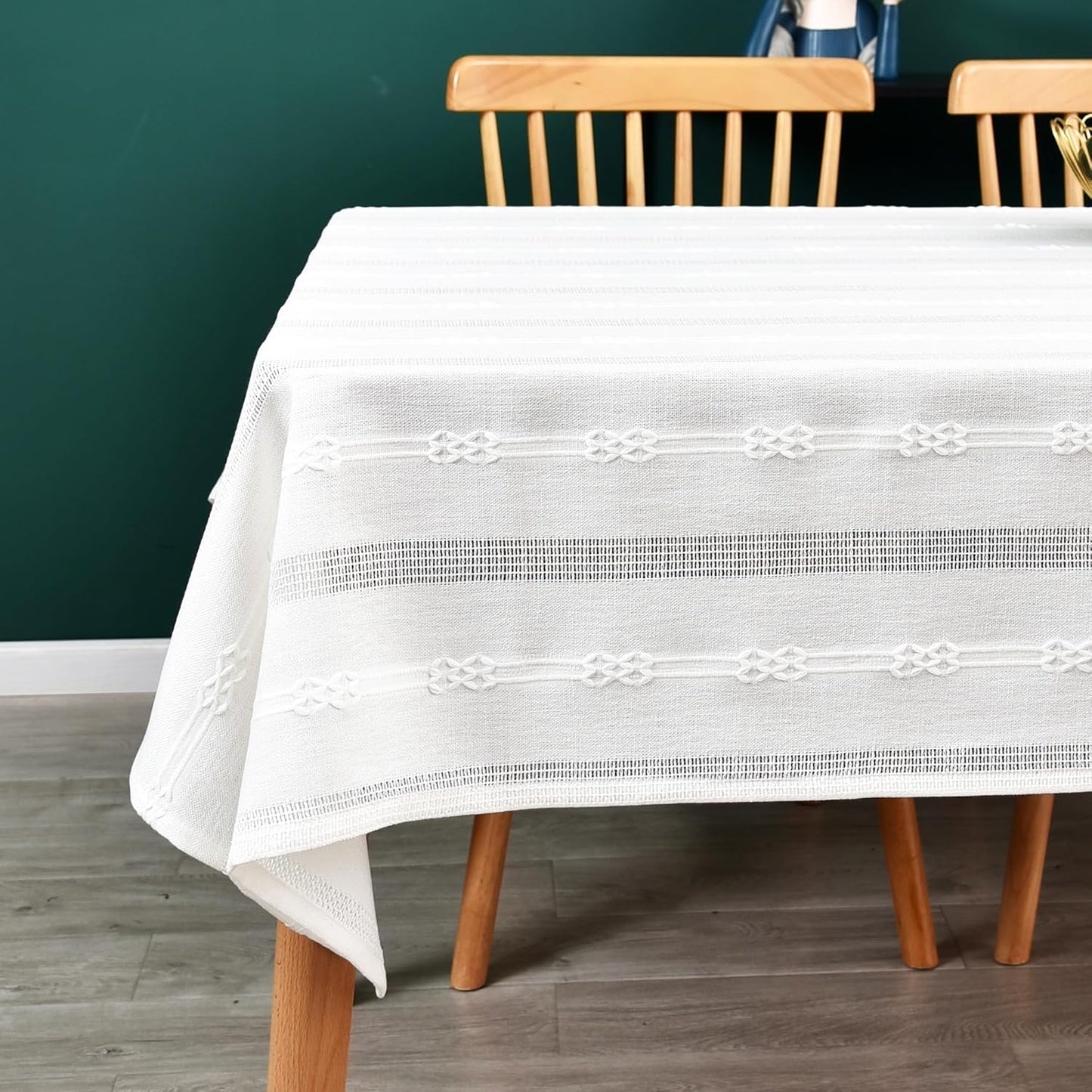 White Cotton Table Cloth for Rectangle Table Heavy Duty Vintage