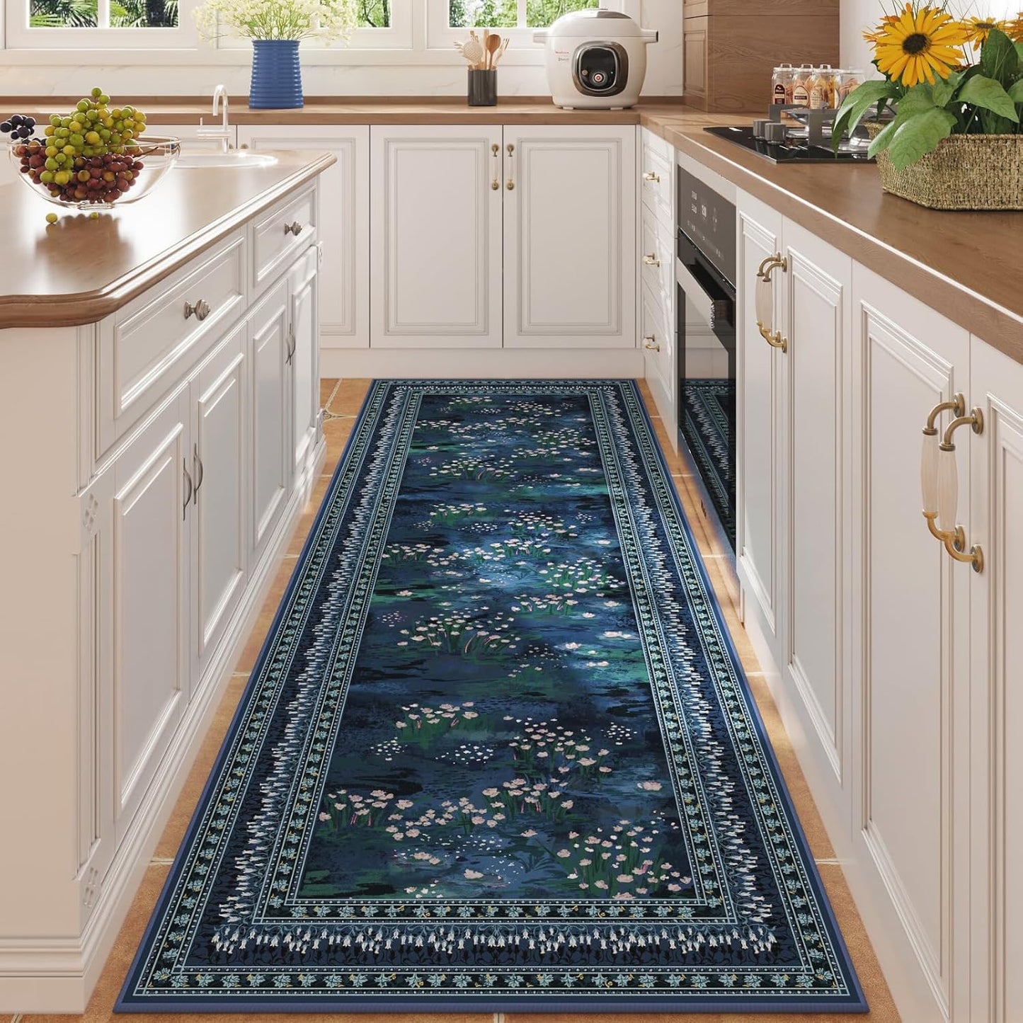 Impressionist-Style Vintage Kitchen Runner Rug for Every Room