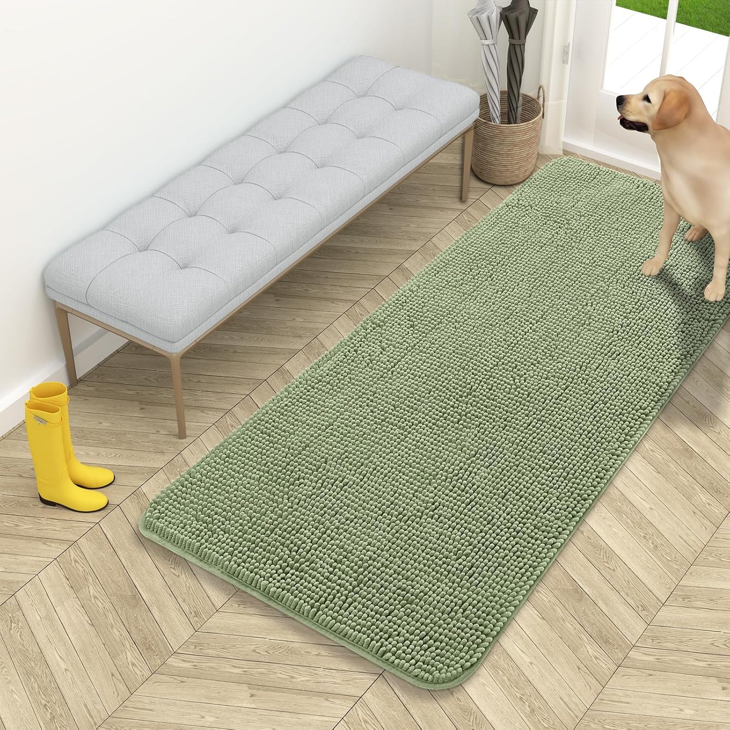 OLANLY Dog Door Mat for Muddy Paws - Absorbent Chenille Mat