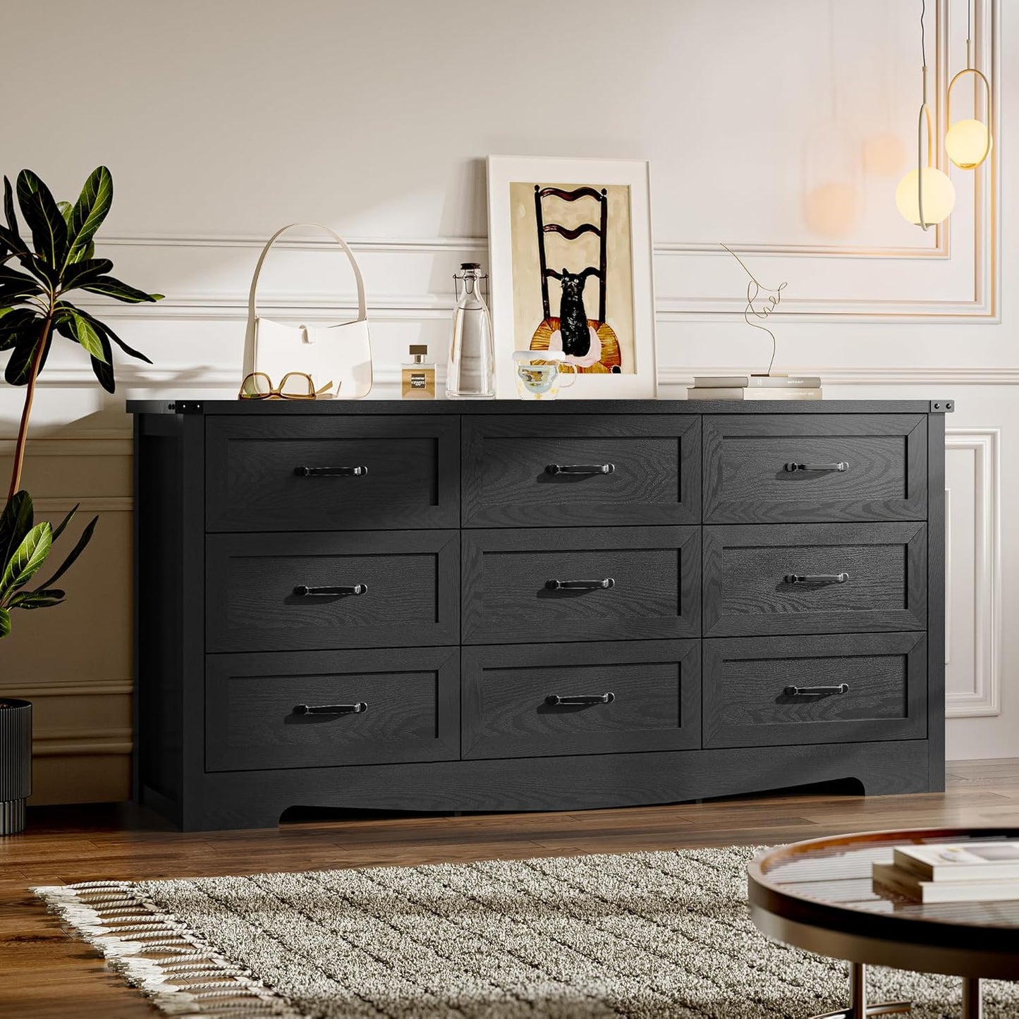 Modern 9-Drawer Dresser for Bedroom and Living Room Storage