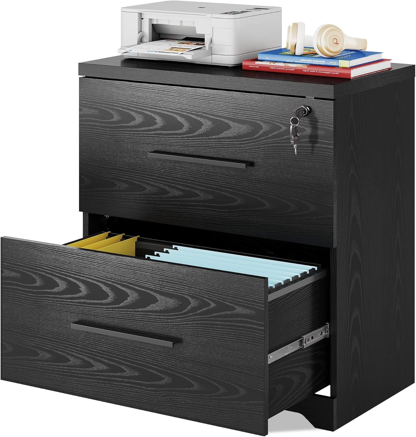 DEVAISE 2-Drawer Wood Lateral File Cabinet with Lock for Office