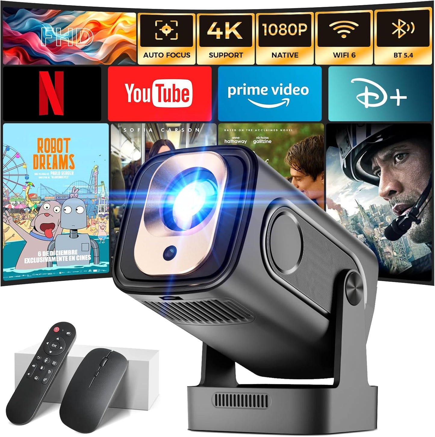Wowlink W206 Mini Portable Projector with 1080P and Built-in Apps