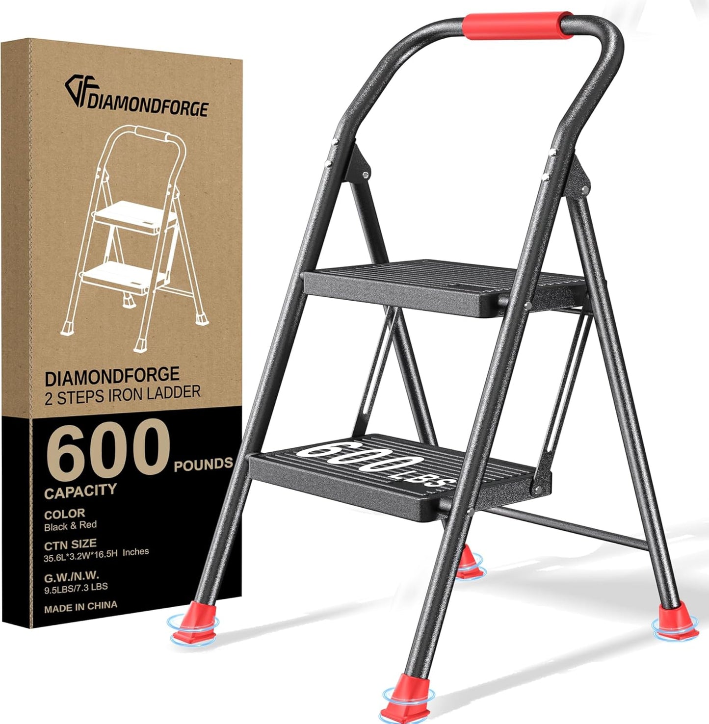 Heavy Duty Step Ladder with Handrails for Home Use and Safety